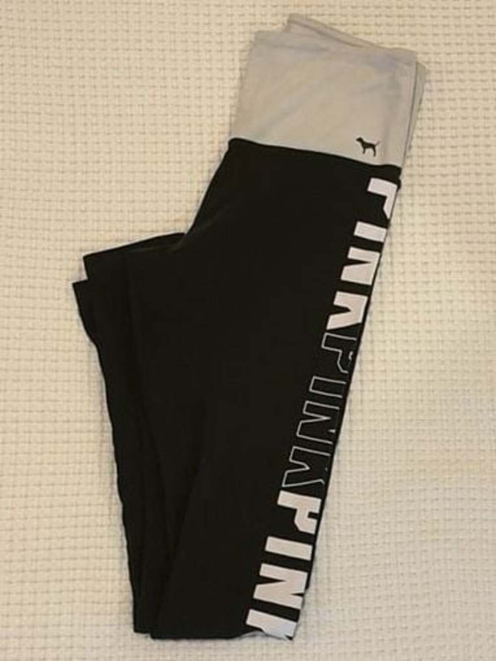 PINK Victoria's Secret Yoga Leggings Black Grey Waistband Size S